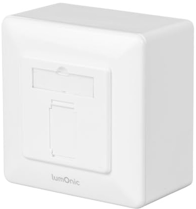 Lumonic Netzwerkdose Aufputz CAT7 | 1-Port RJ45 | ohne Stemmen nachrüsten | LSA-Montage, T568A/B farbcodiert | ABS Gehäuse, weiß | Ethernet-Dose bis zu 10 Gbit/s