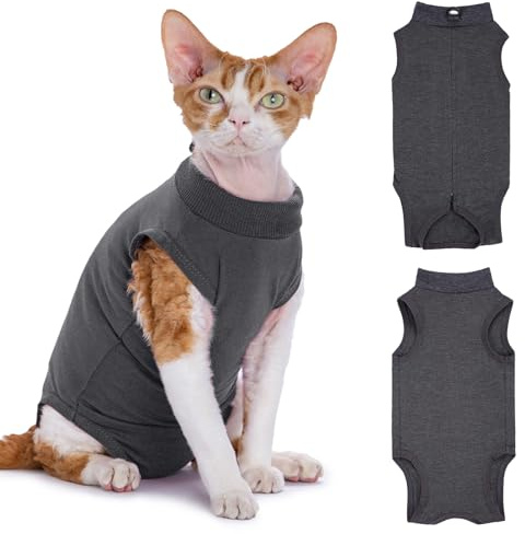 Cyponpy Katzenbody Nach Op Body Katze Kastration Body für Katzen Operation Kastrationsbody Katze Reißverschluss Leckschutz Katzen Anzug Medizinischer Katzenbody Nach Kastration Halskrause Alternative