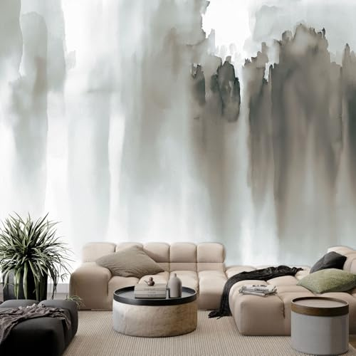 Textura Abstracta Papel Tapiz Fotográfico Cascada En Acuarela Fotomurale 200 x 140 cm, Art Mural Beige Papel Pintado Fotomural - Cafe Restaurant Dormitorio Hoga Murales Decoración