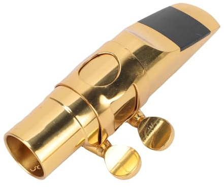 RASTKY Embout de Saxophone Soprano Professionnel en Laiton, avec et Pince, Embout Bb pour Débutant, Métal en Laiton plaqué or
