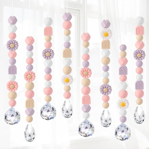 IWTBNOA Sonnenfänger Kristall, 8 Stück Anhänger Suncatcher, Bastelset DIY Kristalle, Kristall Windspiel, Lichtfänger Kristalls, zum Selberbasteln als Fensterdeko für Haus, Fenster und Garten