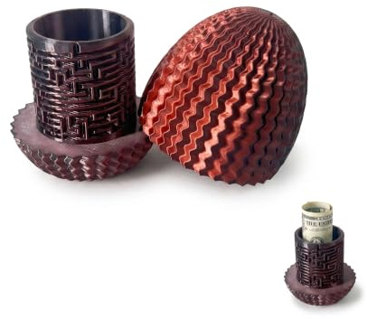 DYIOTF Caja Misteriosa Huevo de Dragón Laberinto 3D con Compartimento Secreto, Caja de Rompecabezas para Guardar Dinero y Regalos, Juego de Ingenio 3D de 12cm, Color Rojo y Negro