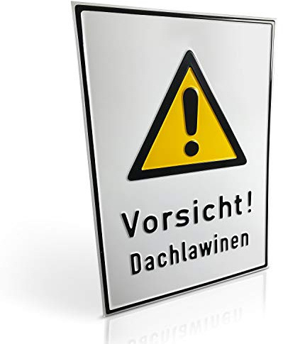 Betriebsausstattung24 Warn-Kombischild Vorsicht! Dachlawinen - Aluminium, geprägt - 26,2 x 37,1 cm - Symbol und Text Schild W001