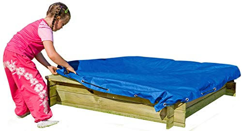 Gartenpirat Sandkasten Abdeckung 120x120 cm wasserdichte Plane mit Gummizug blau