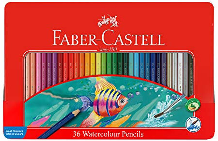 Faber-Castell 115931 - Buntstifte Set 36-teilig, Aquarellstifte in Metalletui