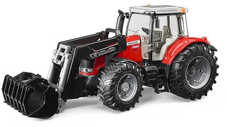 bruder 03047 - Massey Ferguson 7624 mit Frontlader | Traktor für Bauernhof, Landwirtschaft, Spielzeug ab 3 Jahren, Maßstab 1:16