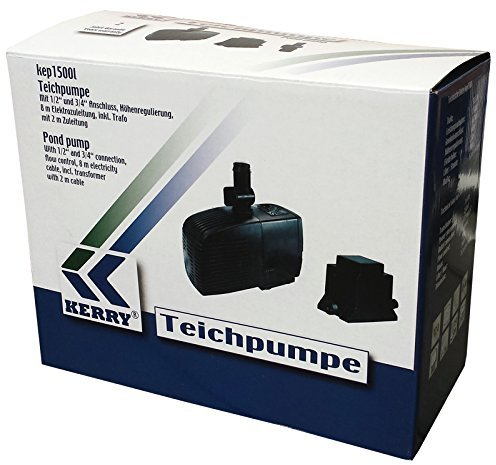 Teichpumpe 12 V – 1.500 L/H, 25 Watt, 10m Kabel, 250 cm Förderhöhe, Wasserpumpe, Aquariumpumpe, Wasserspielpumpe und Zimmerbrunnen-Pumpe | Brunnenpumpe | Tauchpumpe | Springbrunnen-Pumpe | KEP1500L