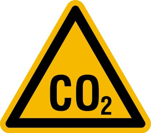 LEMAX® Aufkleber Warnschild, Warnung vor CO2 - praxisbewährt Folie selbstkl. gelb/Schriftfarbe: schwarz, 200mm