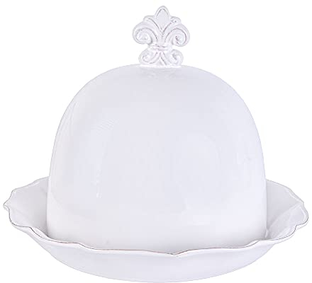 Kuchenplatte Porzellan Haube Kuchenglocke Weiss Käseglocke Shabby Chic cw144 Palazzo Exclusiv