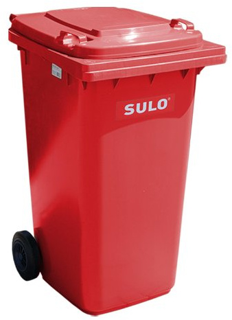 Cubo de basura 2 ruedas, contenedor a basura SULO 80 L, Rojo (22126)