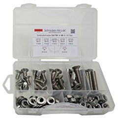 Set Senkkopfschrauben DIN 7991 M8 Edelstahl A4 ISO 10642 Muttern Scheiben | Set DIN 7991 / ISO 10642 Senkkopfschrauben A4 in der Größe M8 Innensechskant 118 Teile