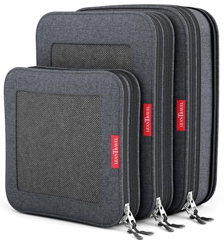 LeanTravel Imballaggio di compressione cubi organizzatori di bagagli per viaggi (3) Set (nero)