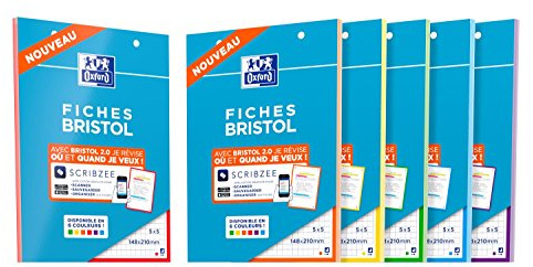 OXFORD Karteikarten mit 30 Karteikarten, perforiert, 2.0, A5, Q5/5, Randfarbe zufällig