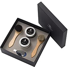 Famaco Box XS - Kit De Cirage - Entretien Chaussures Cuir Lisses, Daim Nubuck - Cirage Protection Brillance - Coffret Cadeau - 2 Pommades Crème Cuir 2 Brosses Spéciales 1 Chamoisine 1 Chausse-Pied