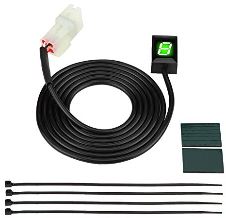 Jadeshay Motorcycle Gear Indicator,6 Speed LED Digital Gear Indicator Shift Lever Sensor ECU Plug Design with Cable Ties and Adhesive Mounting Pads