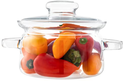 Simax 48 Oz Borosilicate Glass Saucepan With Lid - Microwave, Stove and Dishwasher Safe Potpourri Pot and Serving Dish