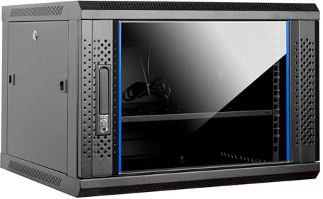 Aiten Data Armario Rack Mural 19 9U Medidas 600 x 450 x 510 mm Montado con Accesorios: 1 Bandeja Fija, 1 Ventilador de Techo de 120 mm, Tornillos y Llaves