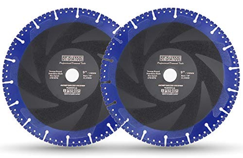 DT-DIATOOL Disco Diamantato 2 Pezzi 230 x 22,23 mm Lama per Sega Universale per Cemento Armato Metallo Alu Rebar Ferro PVC Tutti i Materiali Resistenti