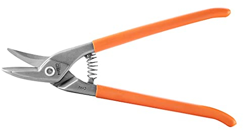 Neo Tools Cisaille à tôle à gauche en acier CrMo avec poignées recouvertes de caoutchouc pour tôle jusqu'à 1,5 mm d'épaisseur, pour coupes rondes et courbes