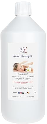 Huile de massage aromatique pour massage, physiothérapie, bien-être et bien plus encore, qualité médicinale (1l, Beautiful Life)