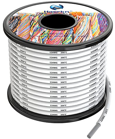 3.3mm² 12AWG Silicone Fili elettrici Bianco colori 10 metri Cavo Elettrico filo di rame stagnato a più fili Alta Temperatura Resistente