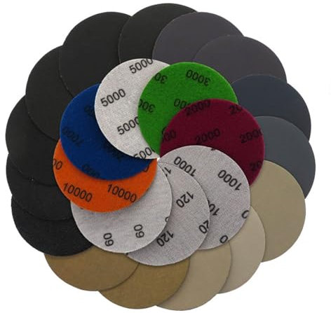 40PCS 75mm Round Sanding Discs, Hook and Loop 600/1000/1500/2000/3000/4000/5000/7000 Mixed Grits, Sandpaper Disk Assorted Set in Sanding and Polishing for Electric Grinder Accessory