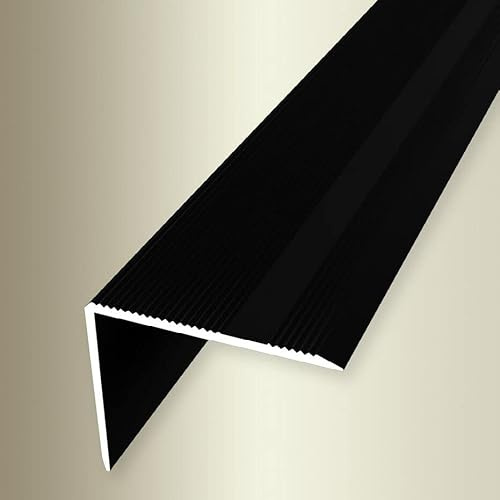 PROVISTON | Winkelprofil | Breite: 45 mm | Höhe: 0-37 mm | Länge: 2500 mm | Aluminium Pulverbeschichtet | Gerillt | Schwarz | Selbstklebend