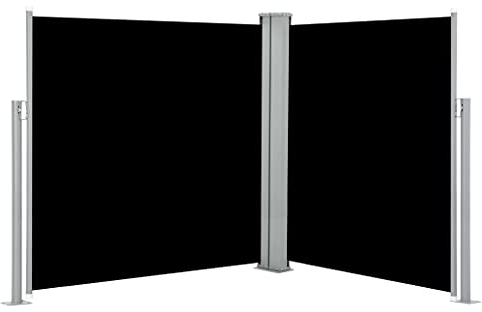 RONGQI Ausziehbare Seitenmarkise, Sichtschutz Terrasse, Windschutz Terrasse, Terrassen-sichtschutz, Trennwand Balkon, Markise Seitenwand, Schwarz 140 x 600 cm