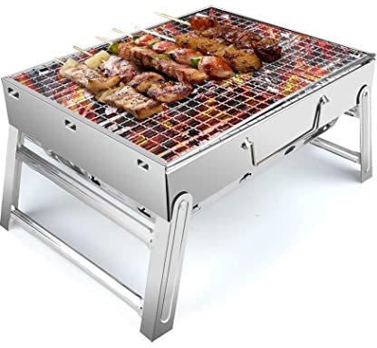 KANBUN Grill Holzkohle, BBQ BBQ Holzkohle Edelstahl Faltbarer Ofen Abnehmbarer Grillrost Für Picknick, Reisen, Garten, Camping Quality Goods