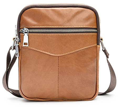 FANDARE Umhängetasche für herren Schultertasche Leder Taschen Männer Hängetasche Herren Arbeitstasche für Alltag Freizeit Arbeit Büro Reisen Schule Wasserdicht Crossbody Messenger Bag Braun
