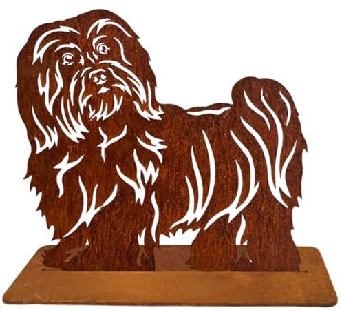 Terma Stahldesign Rost Hund Havaneser lebensgroß Metall Gartenfigur Handmade Germany wetterfest Gartendeko Tierfigur Grabdeko Geschenk