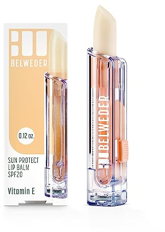 BELWEDER - Solskyddande läppbalsam SPF20 med vitamin E - Skyddande, lugnande, regenererande - Perfekt för hav och berg - Transparent balsam för män och kvinnor
