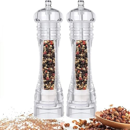 Virsus 2 Macina Sale e Pepe Manuale Trasparenti 4202, Macinapepe In Acrilico con Smerigliatrice in Ceramica, Finezza Regolazione, Dosatore per Pepe, Sale, Spezie, Erbe (30 cm)
