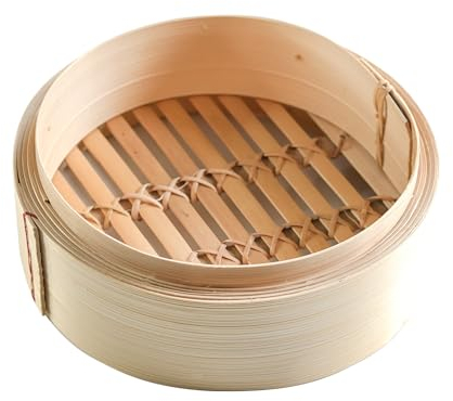 CAPACITEA Bamboo Steamer Ø16.5cm (6.5) Food Steamer Basket for Dim Sum, Vegetable, and Bao Buns