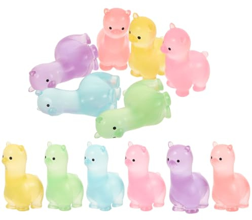 JOINPAYA 12 Stück Mini Resin Alpaca Figures: Glowing Mini Animals Glow in The Dark Miniature Alpaca Figures Made of Resin Sheep Tiny Lamb Cupcake Topper Pendant for One