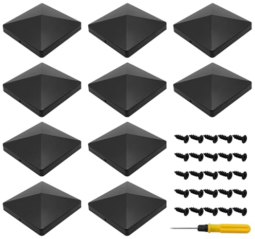 TETEWEVER 10 Pezzi Copripalo Tappi per Pali di Recinzione 10×10 cm con Viti