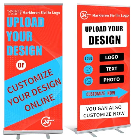 RoPox Ausziehbarer Bannerständer für Ausstellungen, stehendes Werbebanner,Portable Promotional Advertising Stand mit Reisetasche,Tradeshow Display Sign Holder, Heavy Duty Aluminium Base