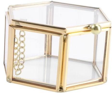 COLLBATH Schmuckschatulle Glas Mini Schmuckkästchen Ringbox Geometrisch Schmuckaufbewahrungsbox Kompakt Schmucketui Ohrring Aufbewahrung Box