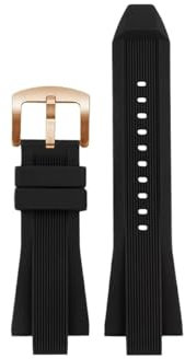 Mefloar Adatto for Michael Kors Mk 8184 8729 9020 MK8152 9020 9026 8296 8445 cinturino for orologio in silicone da uomo 29x13mm braccialetto morbido in gomma(Black rose gold)