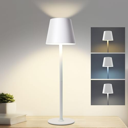 Jueholla LED Tischlampe Kabellos, 5W, 5200mAh, 3 Lichtmodi, IP54, Dimmbar | 8-48h Laufzeit, USB-C Aufladbar, Tragbar & Stilvoll für Schlafzimmer, Bar, Terrasse, Balkon, Camping und Stromausfall