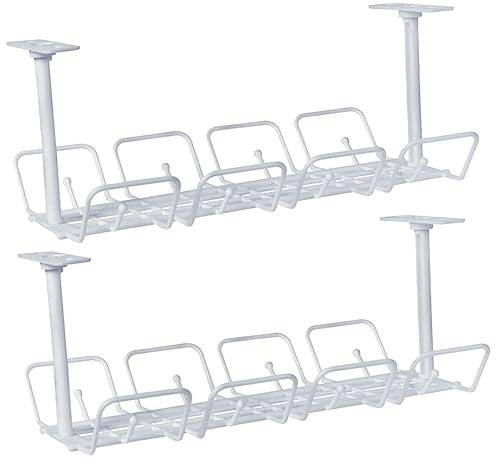 HOMSFOU 2 Piezas Organizador De Cables Bajo Escritorio Bandeja para Gestión De Cables Unidades Cesta Hogar Debajo del Escritorio Caja