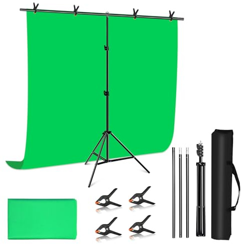 PULUZ Greenscreen-Hintergrund-Set mit Ständer, 6,5 x 6,1 m, tragbares Greenscreen-Ständer-Set, GreenScreen-Hintergrund mit Ständer, Tragetaschenklemme für Fotoshooting, Fotografie, Video,