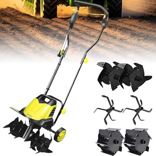 Motozappa elettrica da giardino,coltivatore a motocoltivatore da 2400W con 6 lame,larghezza di aratura di 45cm e profondità aratura 22cm,coltivatore for terrenoprato con velocità a vuoto 390giri/min
