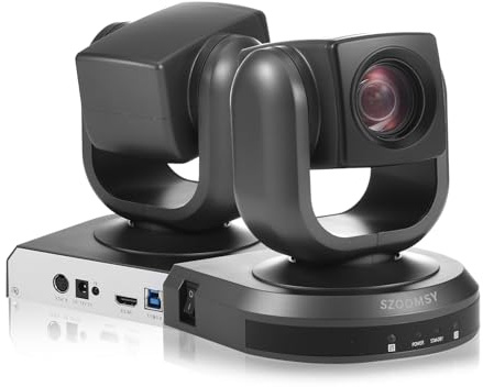 SZOOMSY Telecamera PTZ con zoom ottico 20x, Full HD, 1080p, 60 fps, HDMI, USB, webcam per sala conferenze e chiesa, streaming di videoconferenze online, compatibile con zoom, Skype, OBS, facile