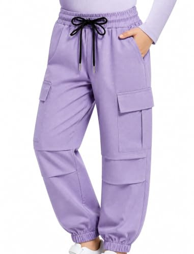 JiAmy Pantalones cargo para niñas, cintura elástica, pantalones de paracaídas holgados casuales con múltiples bolsillos, pantalones deportivos de baile Y2k para niños de 5 a 14 años