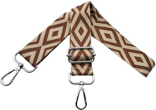 Verstellbarer Schultergurt für Taschen Taschengurte zum Wechseln Schulterriemen Umhängegurt Breit 3.8 cm mit Silber Karabiner für Damen Crossbody, Umhängetasche DIY Zubehör, Braun, V8