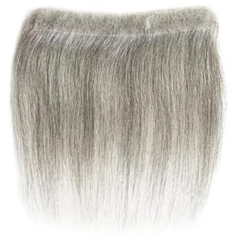 Perücke Herren 15cm Grey Human Hair Men PU V Loop Front Toupee Hairline Wigs Remy Hair Replacement Straight Hairpiece Herren Perücken(3X16cm)