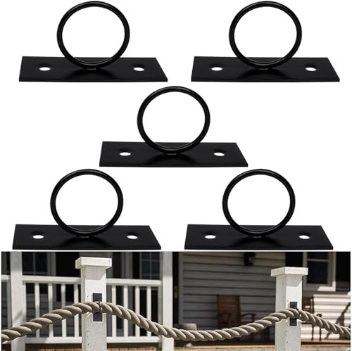 5 Pezzi Supporti per Corda, Supporto per Recinzione con Corda ad Anello da 5 cm, Porta Corda in Acciaio inossidabile, Corda per Corrimano Scale, Supporto Decorativo per Ganci a Muro Soffitto