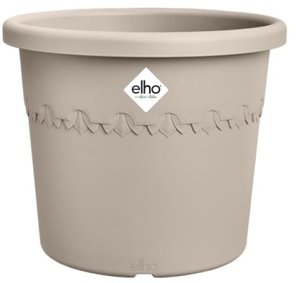 Elho Algarve Cilindro Wheels 40cm - Grande vaso per piante da esterno - Fioriere - 100% plastica riciclata - Beige/Beige Fungo