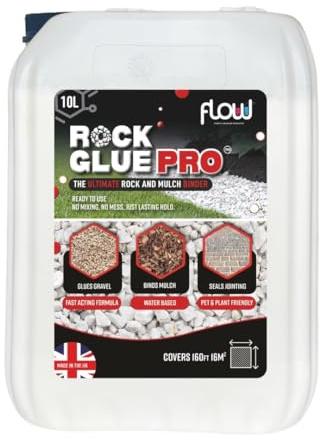 Rock Glue Gravel Binder 10L – Heavy-Duty Stone Glue Stabiliser for Garden, Pebbles, Slate Chippings & Mulch - Outdoor Spray-On Resin Adhesive for Paths, Driveways - Gravel Glue For Garden Stones